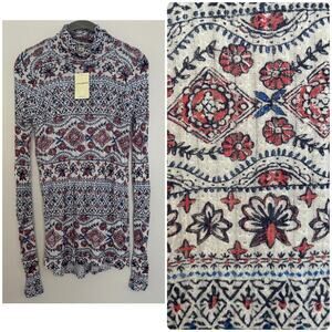 Lucky Brand Printed Turtleneck Graphic Top